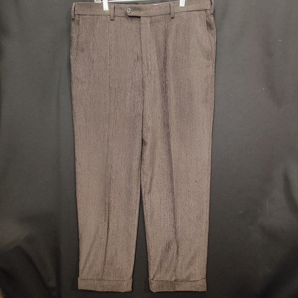 St. Croix Mens Brown Corduroy Trousers Cuffed Wool Blend Made in Italy Size 40
